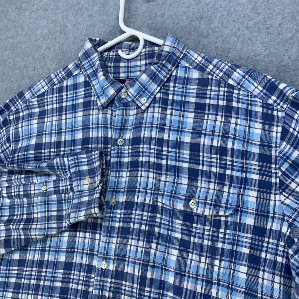 Vineyard Vines Button Down Mens 2XL Blue Plaid Crosby Classic Fit Stretch Shirt